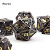 7 шт. черный, золотой кальмар, металлические игральные кости, набор полых металлических многогранных кубиков, подходит для ролевой игры, настольной игры, карточной игры
