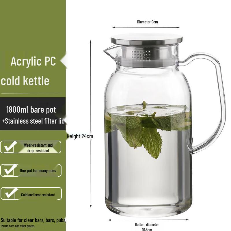 Homeglen PC Acrylic Cold Water Jug with Stainless Steel Filter Lid