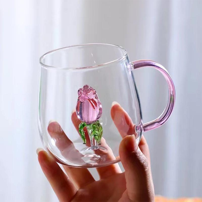 3D креативные стеклянные чашки прозрачные кружки с ручкой кофейная чашка симпатичные бутылки для воды термостойкие молочные купе лучшие праздничные подарки