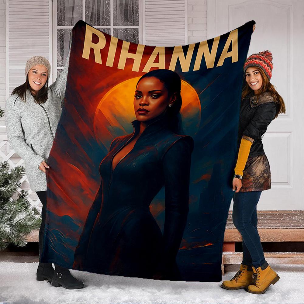 1 шт. Фланелевое одеяло Rihanna для улицы для девочек, мягкое, легкое, идеально подходит для кемпинга и в качестве подарка, цифровой