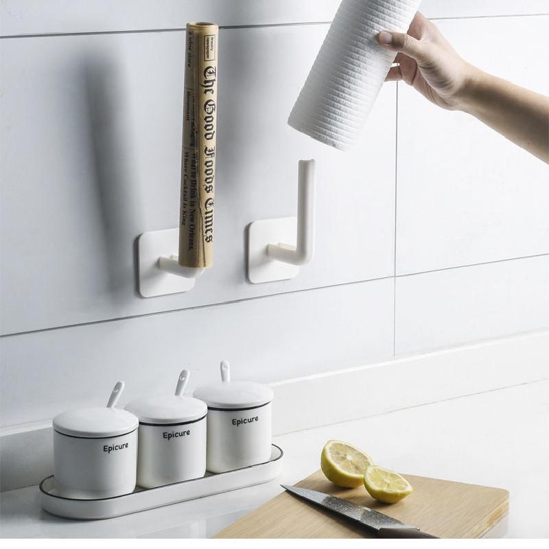 No Trace Sticky Hook Kitchen Roll Paper Organizer Bathroom Storage Rack Hanging Toilet Paper Holder