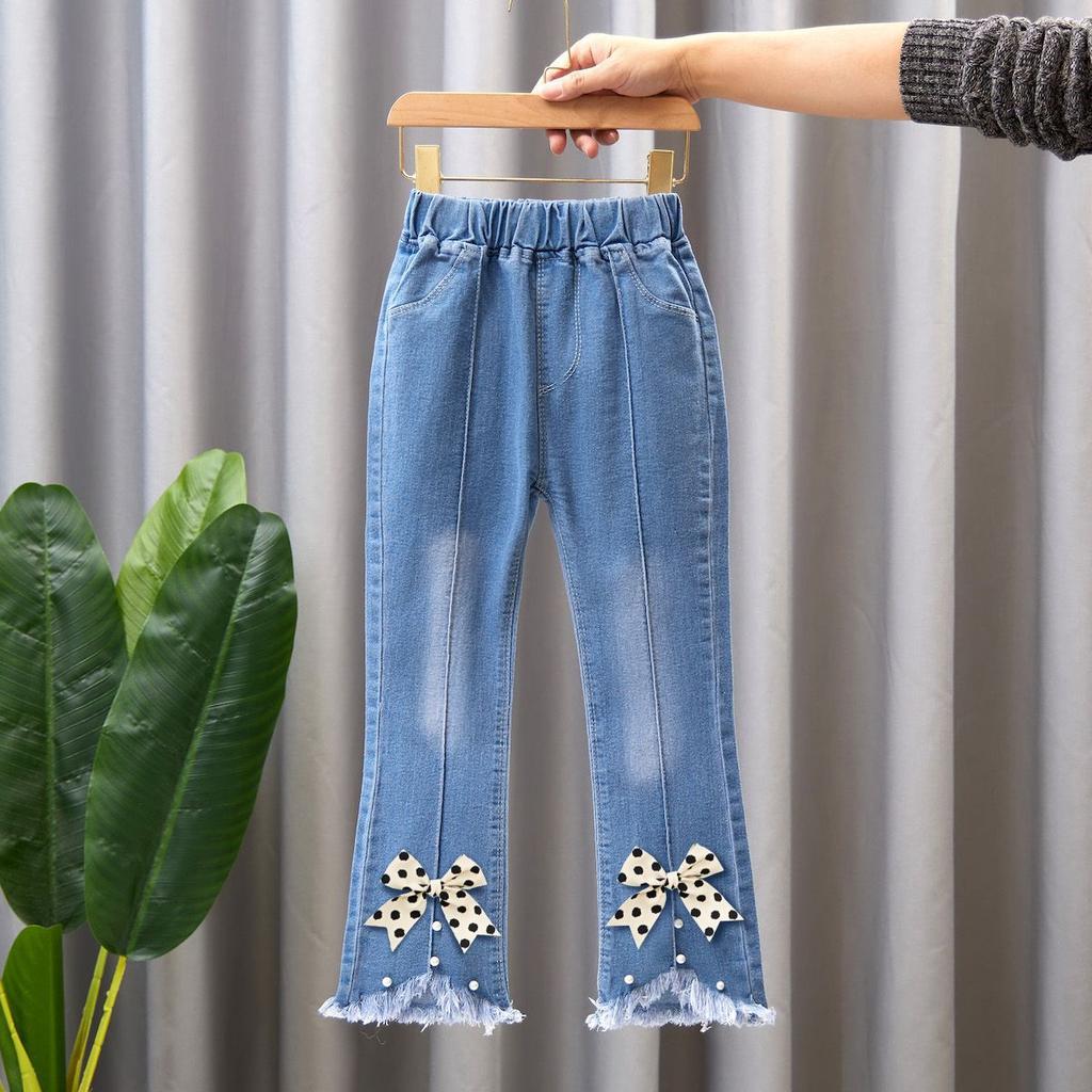Children's Denim Pants Spring and Autumn Girls Flared Casual Long Pants