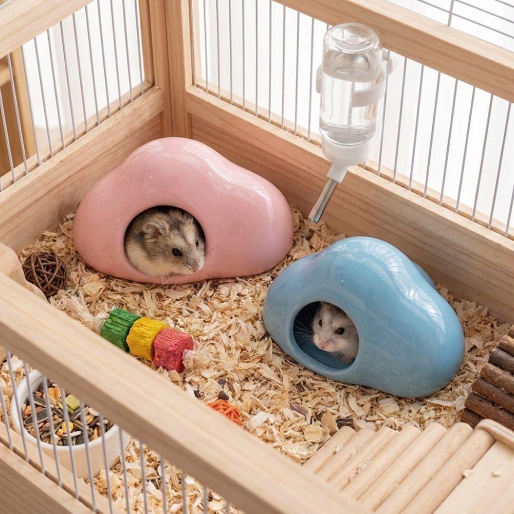 Smooth Surface Ceramic Hamster Nest Anti Biting Pet Ice Cold House Hamster Cage Summer Cooling