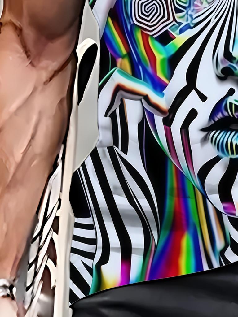 Психоделическая 3D-роспись лица Мужская футболка с круглым вырезом - Яркий дизайн с оптической иллюзией, Повседневный модный топ для летних активностей на свежем воздухе, спортзала, бега или