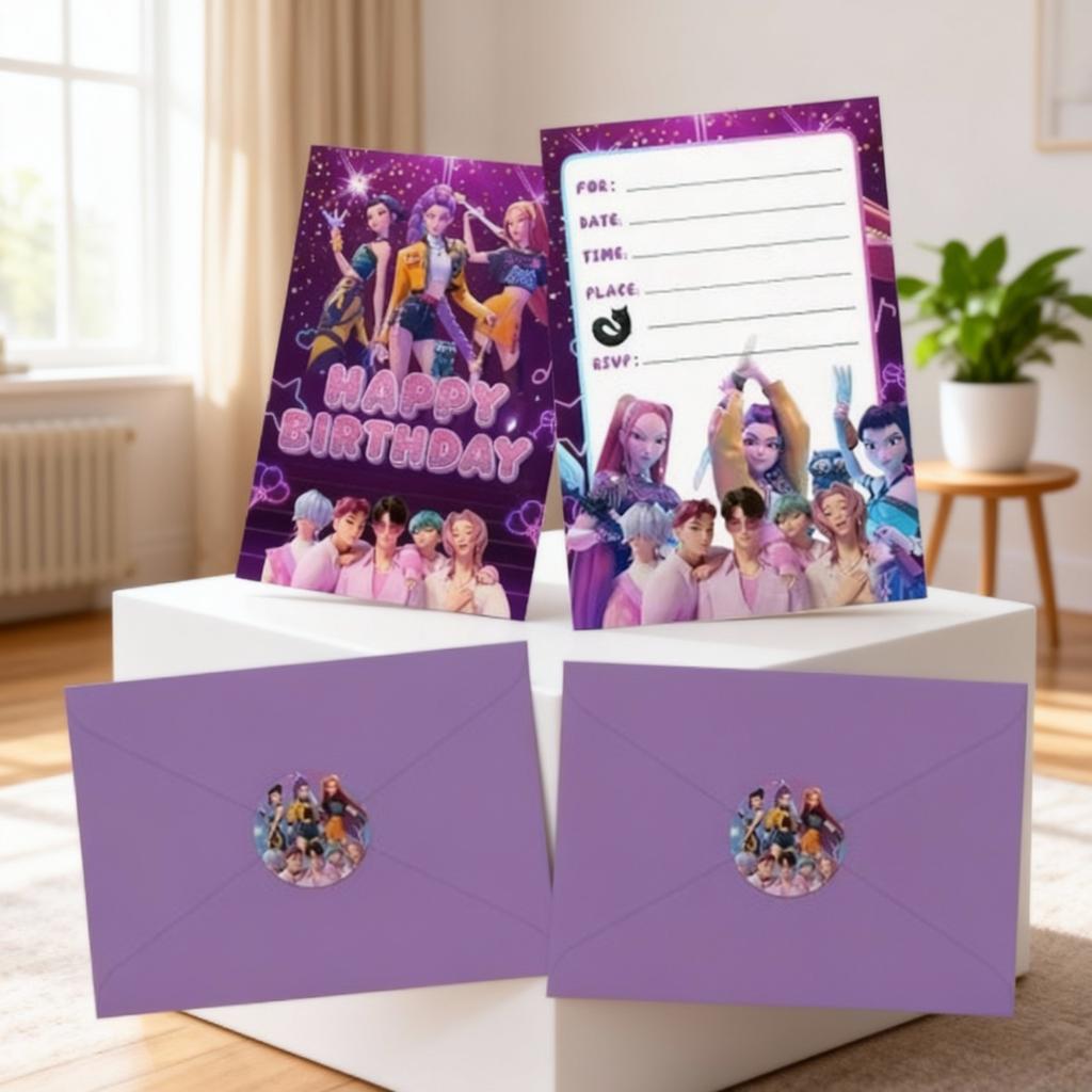 K-pop Охотники на демонов Пригласительный билет на вечеринку Аниме Детская поздравительная открытка на день рождения Одностраничный пригласительный билет Украшение для вечеринки