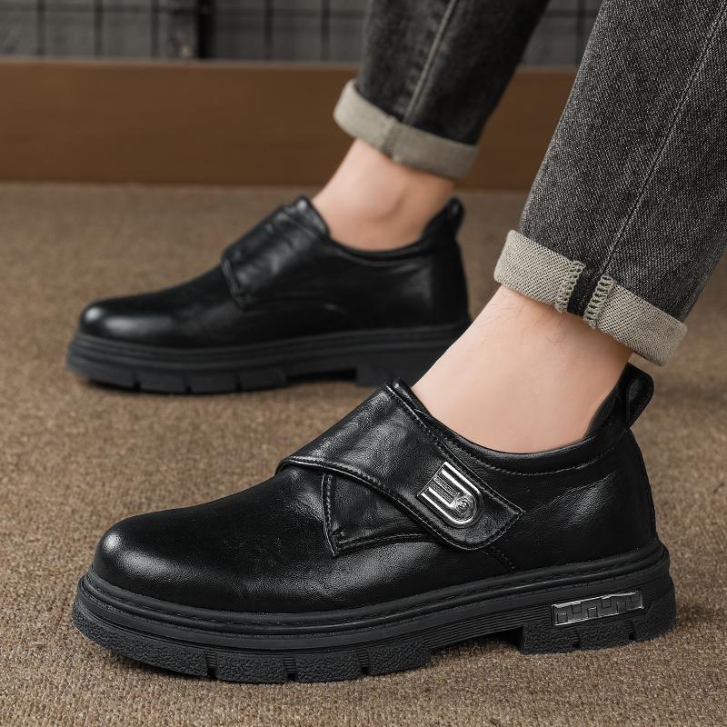Мода 2025 Британский стиль Мужская натуральная кожа Повседневная обувь Классическая уличная Нескользящая обувь Оксфорды Платье Деловая Толстая подошва Мужская обувь