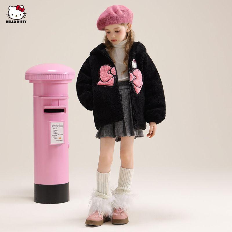 Детская теплая утолщенная флисовая зимняя одежда для девочек Hello Kitty, новая хлопковая куртка 2024
