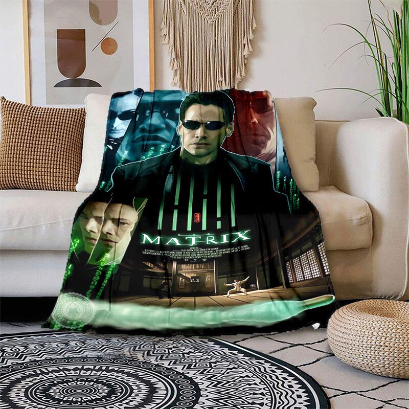 1pc Neo's Awakening: The Matrix Poster Analysis Cartoon Blanket,Portable Throw for Travel & Camping, All Season Cozy Blanket,Ideal Gift