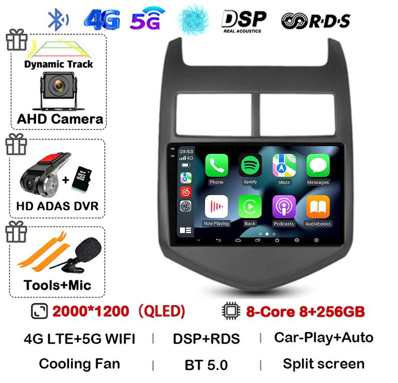 Android 14 CarPlay Auto для Chevrolet Aveo 2 Sonic T300 2011 2012 2013 2014 2015 Автомобильный радиоприемник, мультимедийный плеер, GPS, стерео, WIFI+4G