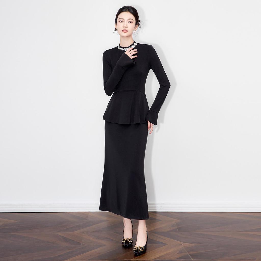 Осенний стиль, облегающее вечернее платье со стразами