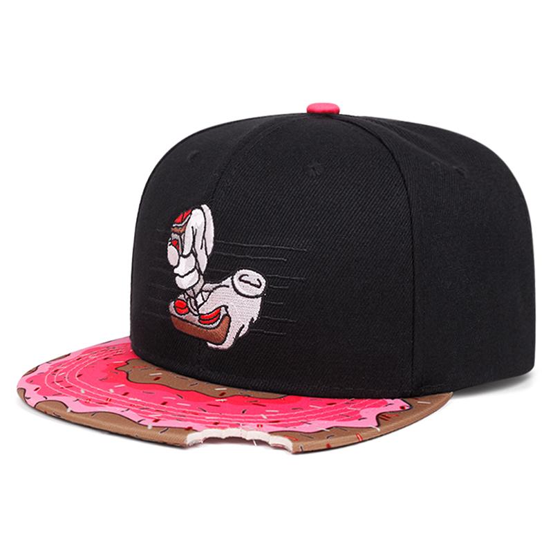 2026 New Fashionable Hip Hop Hat Doughnut Game Controller Embroidered Baseball Hat Outdoor Sunshade Skateboard Hat Flat Edge Hat
