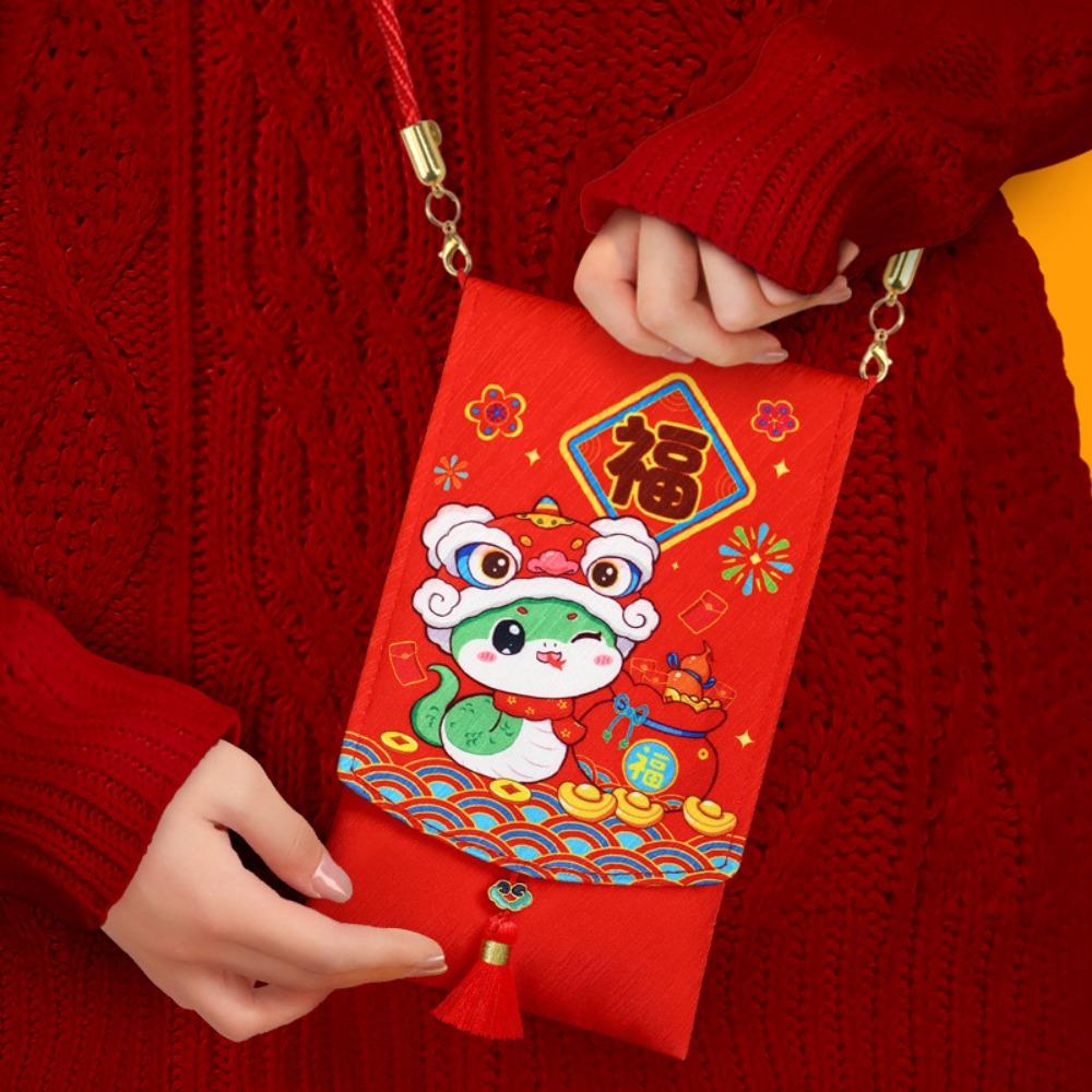 Hongbao 2025 Red Envelope Purse Snake Year Mascot Creative Money Packing Bag Chinese Dragon Year