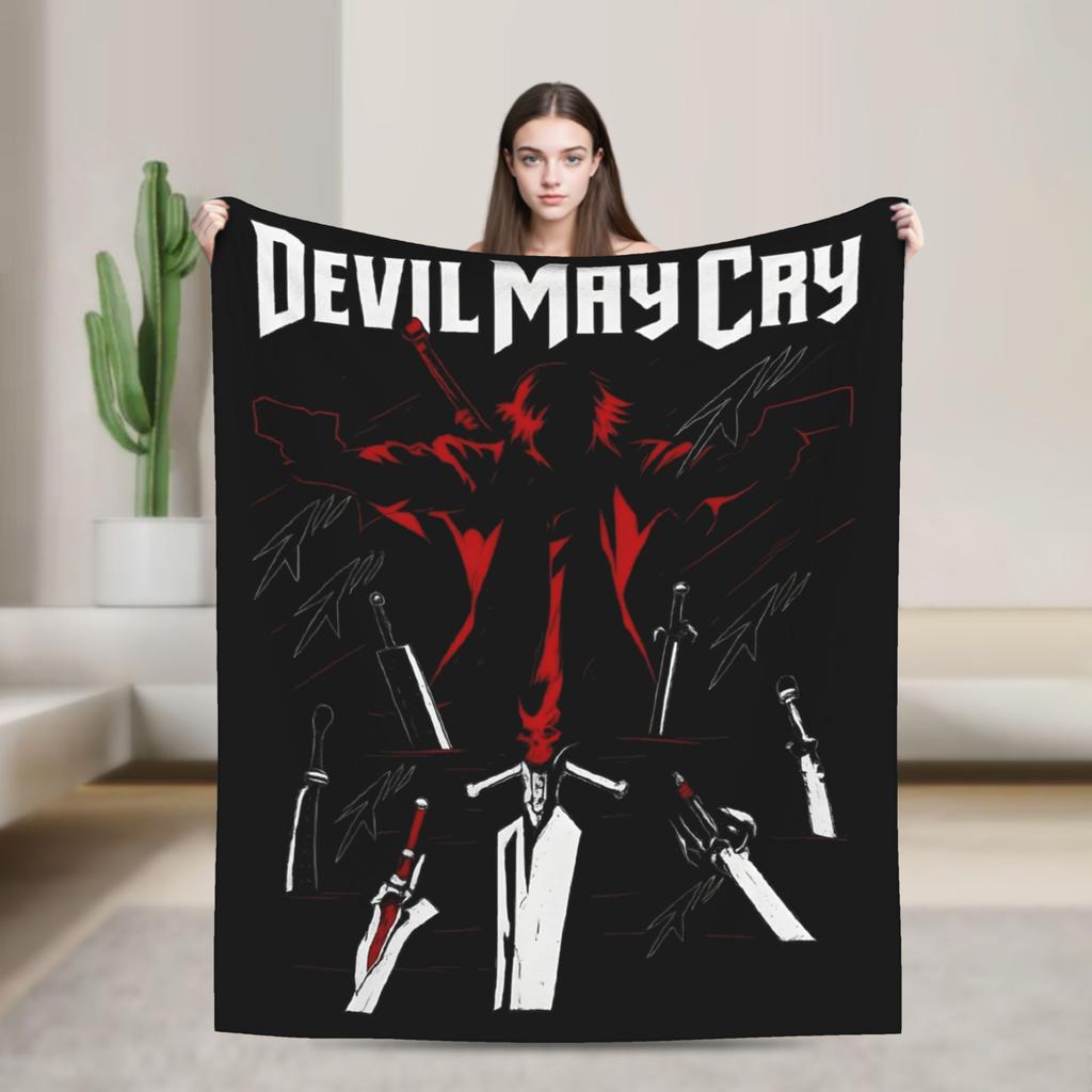 Dante Devil May Cry Bootleg Blanket Velvet Printed Multifunction Warm Throw Blanket for Home Outdoor Plush Thin Quilt