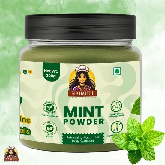 Nairuti Vyutpadan Mint Powder (Pudina Powder) 600g | 100% Pure Natural Mint | Refreshing Aroma for Tea, Chutneys, Raita, Snacks