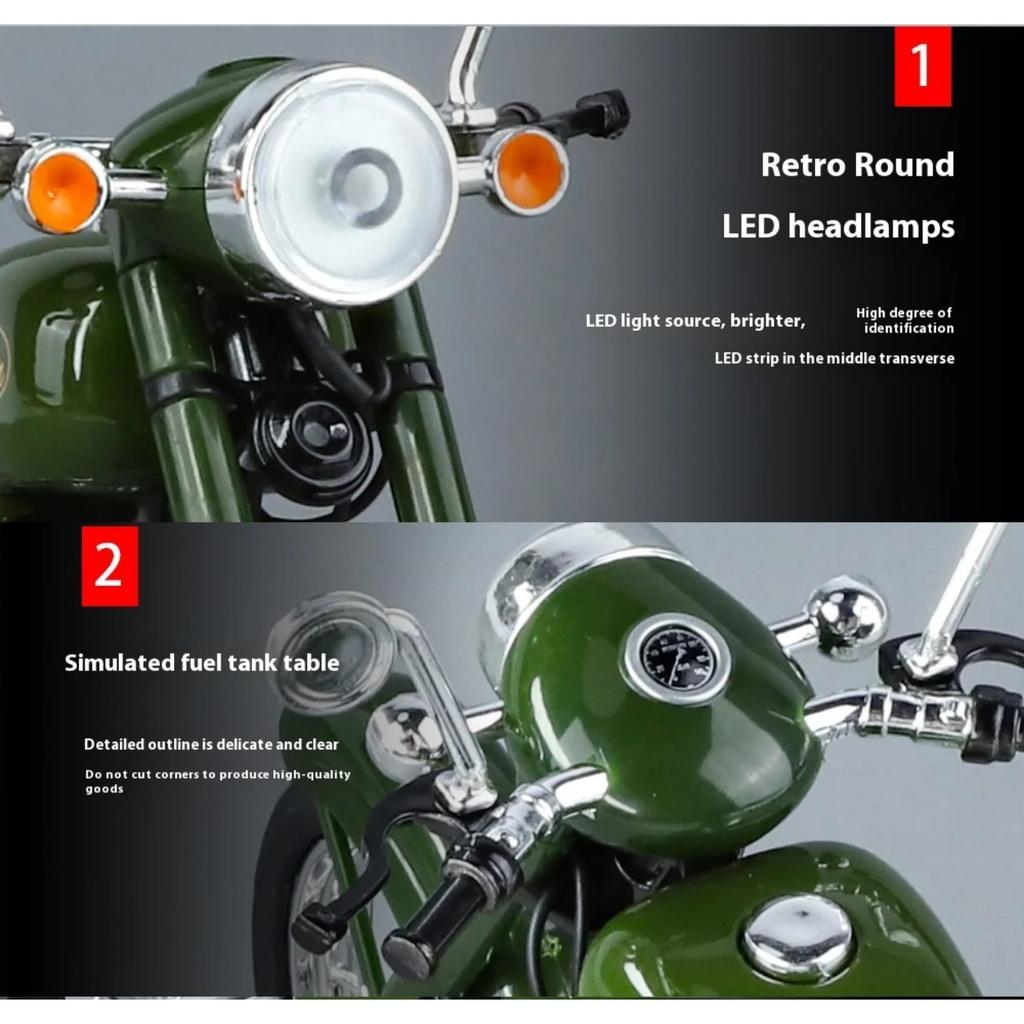 Модель мотоцикла Чехословакия Jawa250 в масштабе 1/10, литая из сплава, со звуком и светом, автоцикл, изысканные настольные украшения, подарки