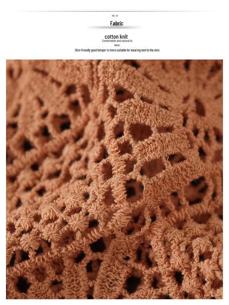 Женский ретро вязаный кардиган без рукавов: Ажурный жилет для весны, лета и осени - Свободный модный топ большого размера