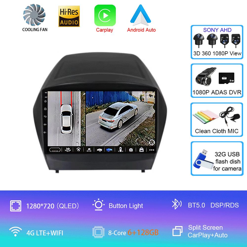 Автомобильный радиоприемник Android 14 Carplay Auto Multimedia Player для Hyundai Tucson 2 LM IX35 2009-2015 Автомагнитола GPS Стерео 2din Головное устройство