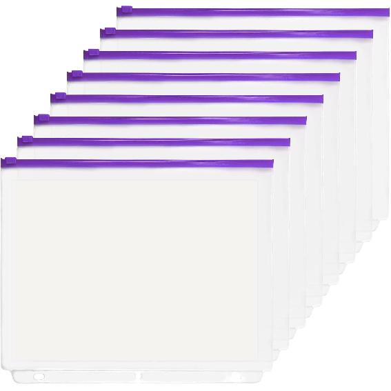 YoeeJob 3 Holes Clear PVC Zipper Binder Pocket ert Pages Letter Size, 8 1/2" x 11 Loose Leaf Binder Filing Storage Bags 8 Packs