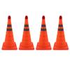 4Pcs Collapsible Traffic Cone Orange Reflective Pop Up Foldable Construction Parking Safety Cone with LED Light 18inch