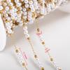 1 Meter Stainless Steel 3mm Gold Beaded Stone Pearls Chains for DIY Jewelry Findings Necklace Bracelet Supplies Earrings Making