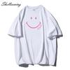 Shellsuning Smiley Face Printed T-shirts 2023 Summer New Oversized Casual O-neck Short Sleeve Cotton Tees Female Fashion All-match Harajuku Basic Tops