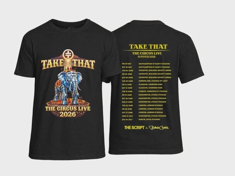 Take That The Circus Live Tour 2026 T Shirt, UK Stadium Summer
