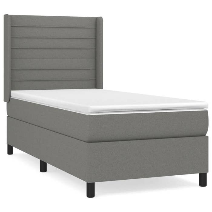 Maison Exclusive - Sommier à lattes de lit avec matelas Gris foncé 80x200 cm Tissu