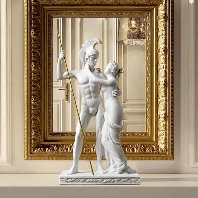 Древнегреческий солдат и богиня, смоляные скульптурные украшения, европейская обнаженная фигура, имитация гипсовой статуи, подарок, украшение для дома и комнаты