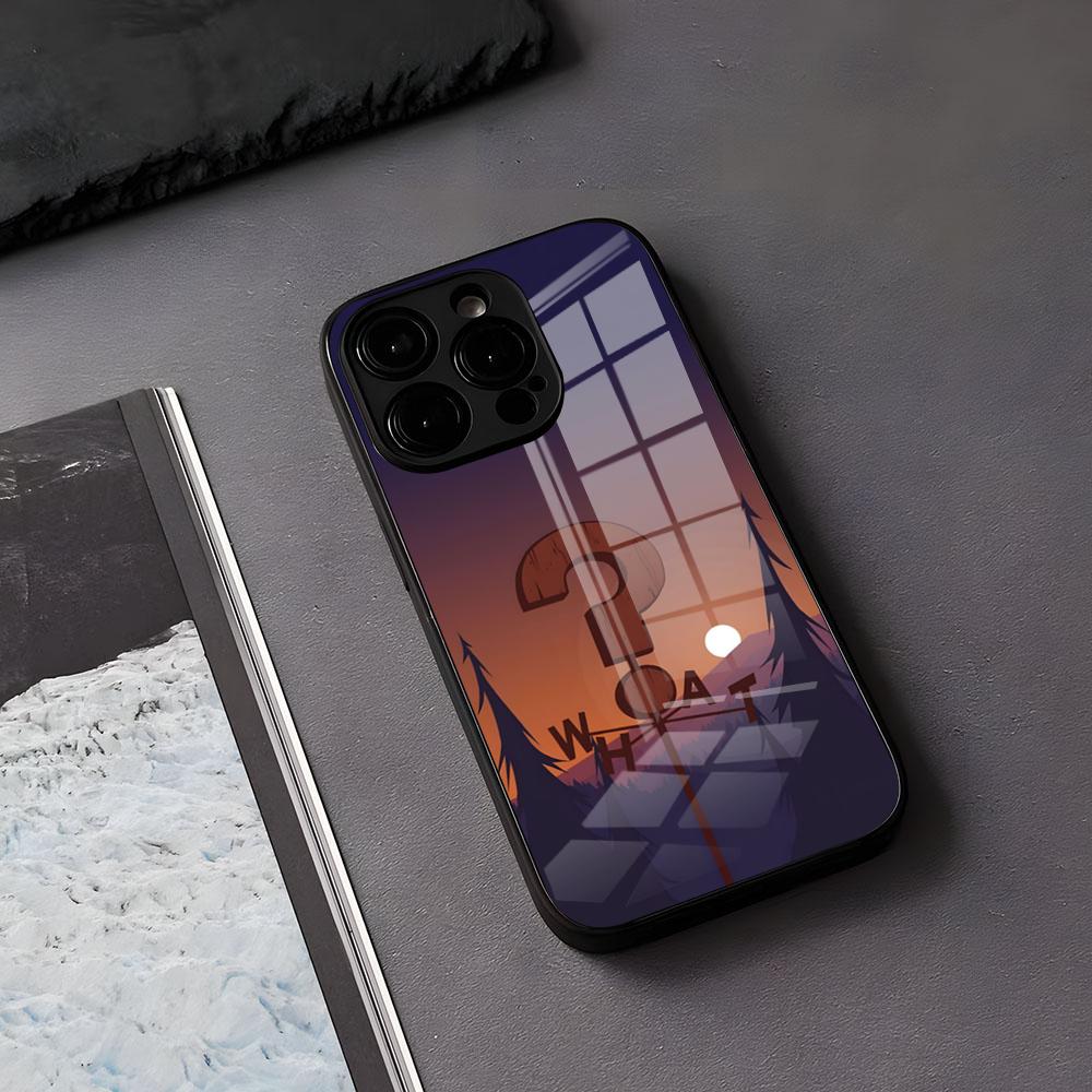 Мультяшный G-gravity Ретро F-falls Чехол для телефона Для IPhone 17 Air 16 E Pro Max 15 14 13 Mini 12 Pro 11 Max Plus Черная Стеклянная Крышка
