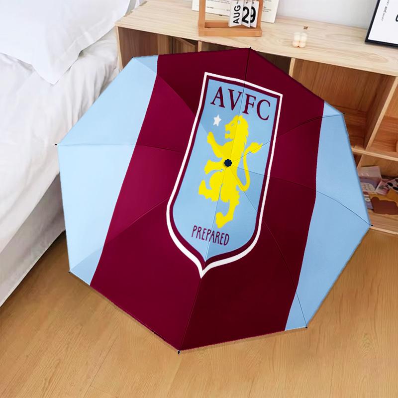 Aston Villa Fc Crest Automatic Folding Umbrella - 8-Rib Travel Umbrella with Auto Open/Close & Portable Gifts for holidays or birthdays