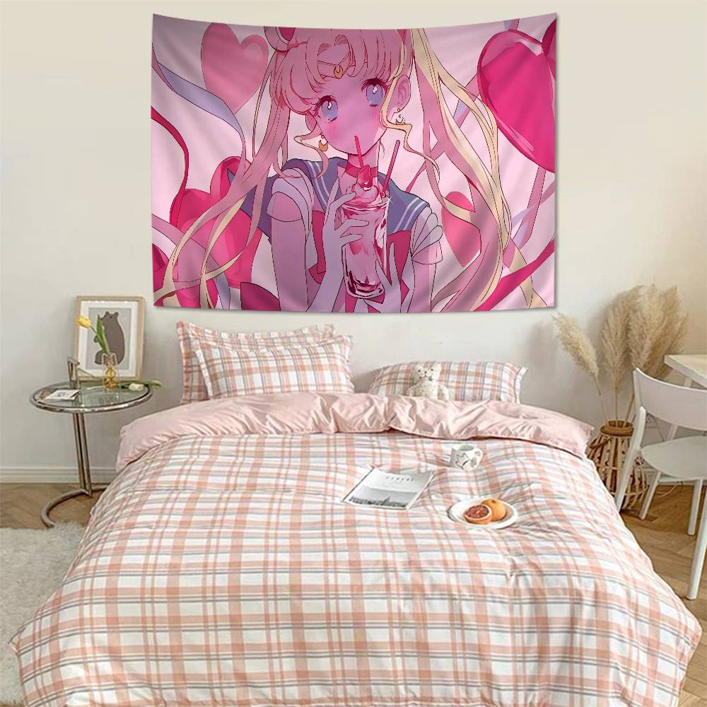 SSailores Cute Girl Moon Colorful Tapestry Wall Hanging Hanging Tarot Hippie Wall Rugs Dorm Wall Art Decor
