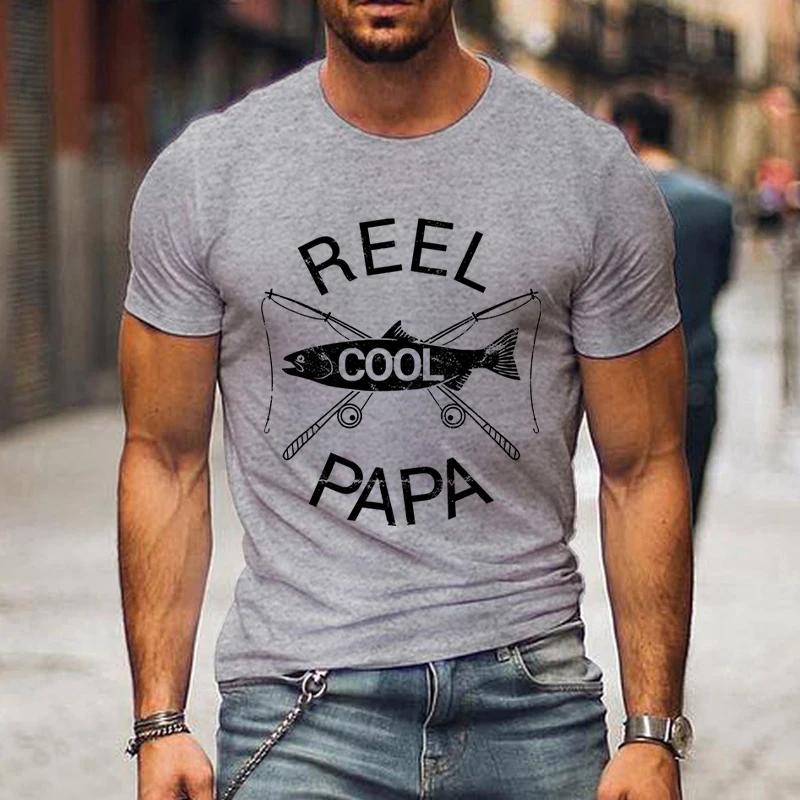 Fashion Unisex's T-shirt Reel Cool Papa T Shirt Rod and Fish Graphic Tees Short Sleeve Unisex Harajuku Tshirt Street Unisex Brand Tshirts