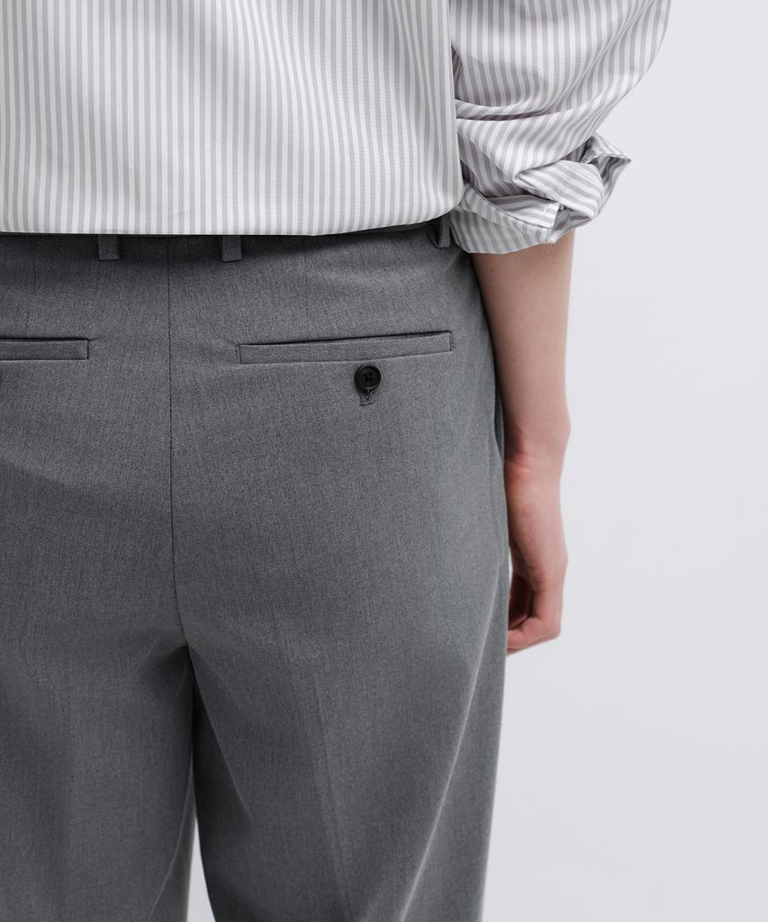 MUSINSA STANDARD Wide Hidden Banding Slacks [Melange Gray]