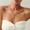 Silver Y-shaped Cherry Necklace Gold Women Long Necklace Retro Crystal Necklace  Party Jewelry