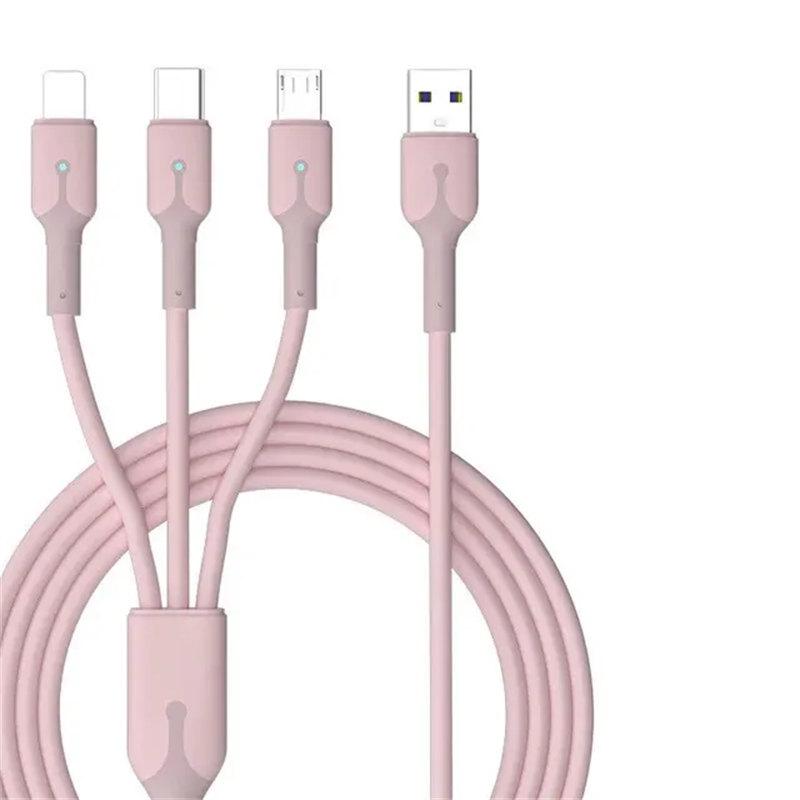 3 In 1 Mobile Phone 5A Super Fast Charging Type-C Usb Charging Cable for IPhone, Xiaomi, Android, Huawei Vivo Charging Cable