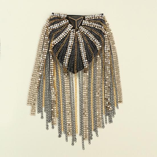 Shoulder Epaulet Long Tassels Metal Sequins Rhinestone DIY Elegant Men Women Shoulder Board Badge Brooch Business Suit Accessories