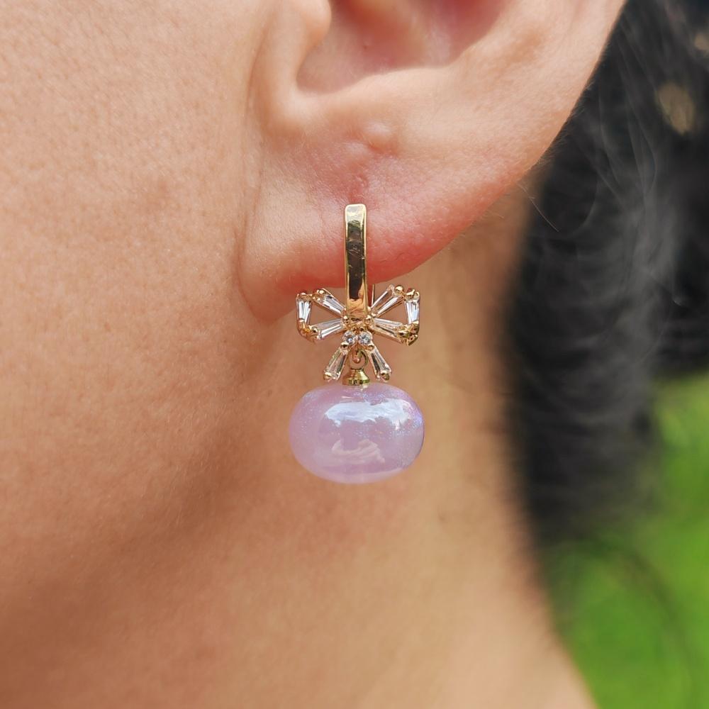 1 пара модных сережек с имитацией жемчуга для женщин, ювелирные изделия с бантом из кубического циркония, свадебные аксессуары