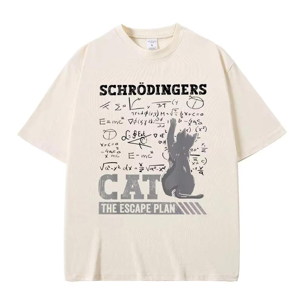 Schrodinger Cat The Escape Plan Funny Meme Graphic T Shirts Men Women Casual Tshirt Male Cotton Vintage New Tshirts