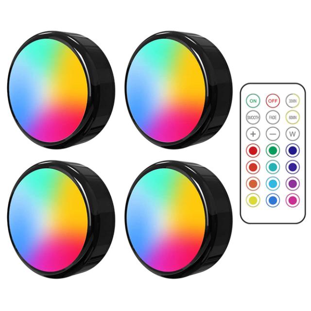 Светодиодный светильник с шайбой с дистанционным управлением, RGBW, 13 цветов, светильник для кухни, прихожей, шкафа, сенсорный датчик, декор, ночник