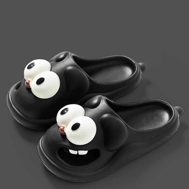 Женские летние тапочки, милые нескользящие водонепроницаемые мягкие домашние и уличные сандалии с большими глазами и мультяшной собакой