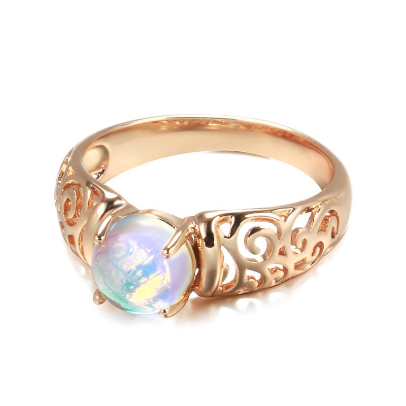 Kinel новые кольца с лунным камнем цвета розового золота романтические украшения для девушки