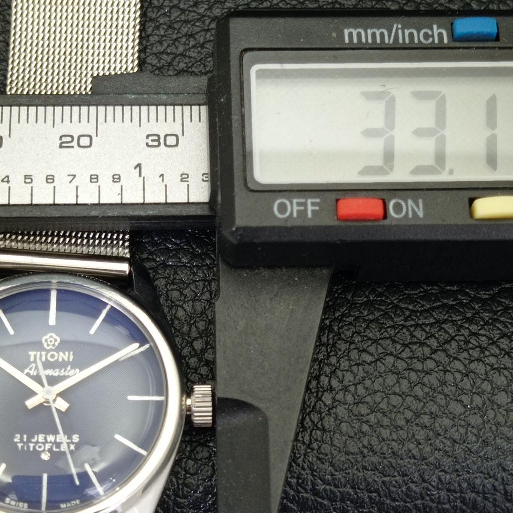 ВИНТАЖНЫЕ ЧАСЫ TITONI AIRMASTER С РУЧНЫМ ЗАВОДОМ TITOFLEX ШВЕЙЦАРСКИЕ МУЖСКИЕ СИНИЕ ЧАСЫ a436444-2