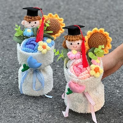 Креативный букет из вязаных крючком цветов ручной работы для DIY на День святого Валентина, подарки на день рождения и выпускной для девушки, подарок на новогоднюю вечеринку