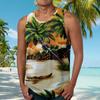 Гавайские майки для мужчин, повседневная мода, летняя пляжная майка без рукавов с круглым вырезом и принтом