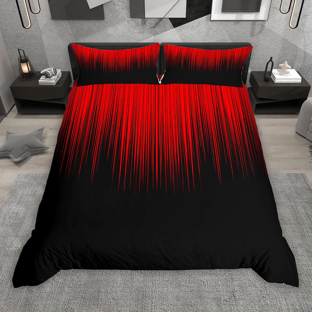 Comforter Homewish Gradient Lines 2Pcs/3Pcs Neon Red Gray Cyan Bedding Set Black Green Blue Pink Comforter Set