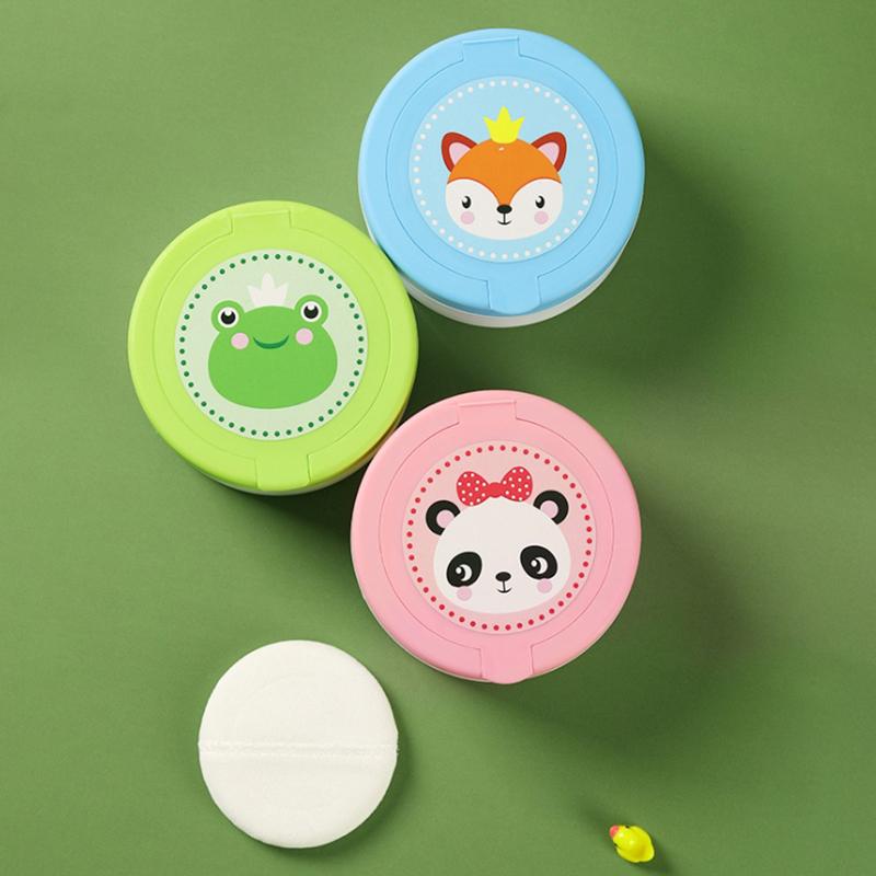 Контейнер для детской присыпки с пуховкой, портативный, безопасный, пустой, коробка для хранения детской присыпки, держатель для косметической пуховки