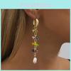 Stylish European Fashion Colorful Natural Stone Imitation Pearl Earrings For Women