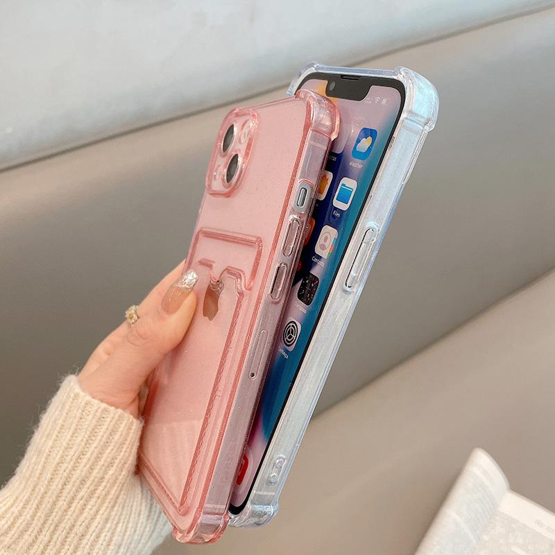 Блестящий прозрачный чехол для телефона с картой для Iphone 13 11 12 Pro Max Xs Max Xr X Xs 13pro, мягкий силиконовый противоударный чехол-кошелек