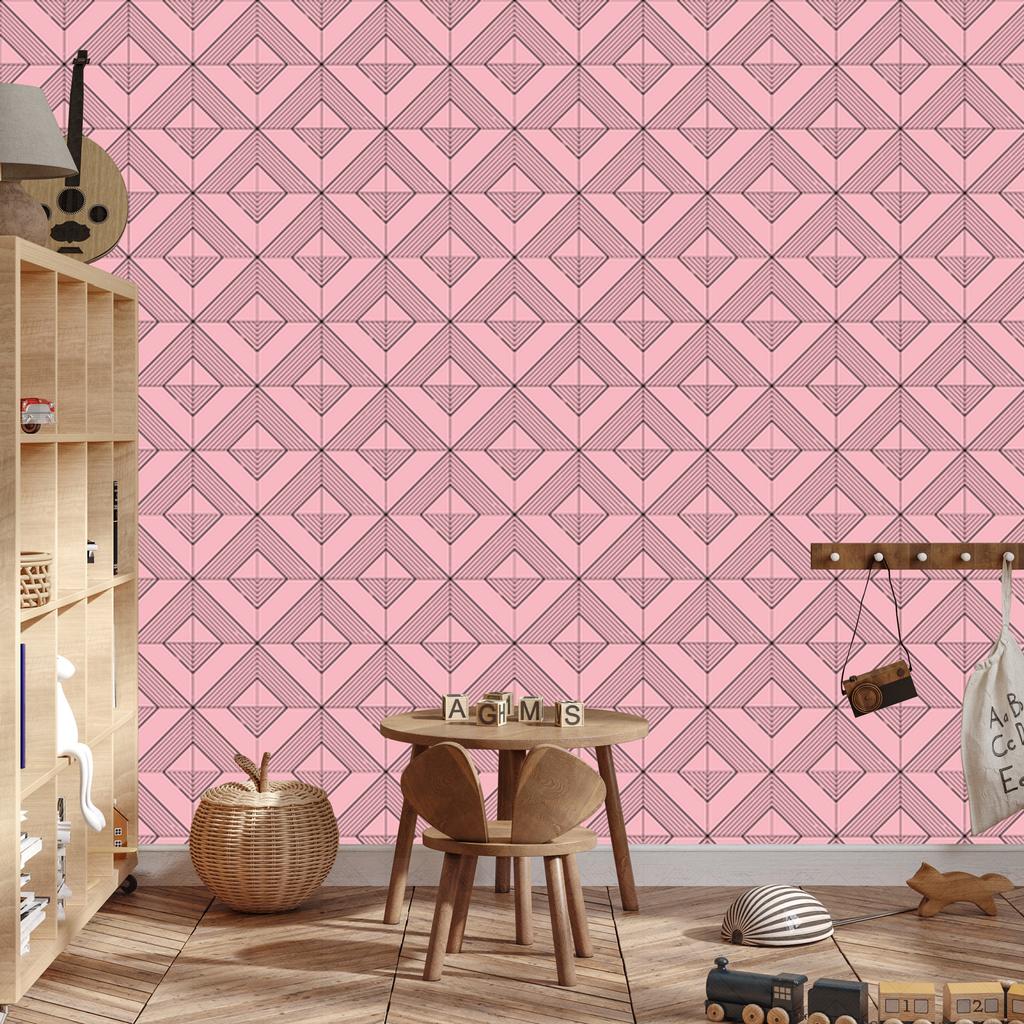 Geometric rhombus wallpaper coral and red, fine detail 50x1000