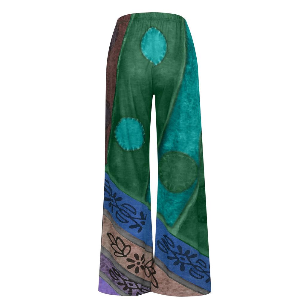 Модные женские туфли для отдыха в этническом стиле с ретро-принтом, свободные широкие брюки